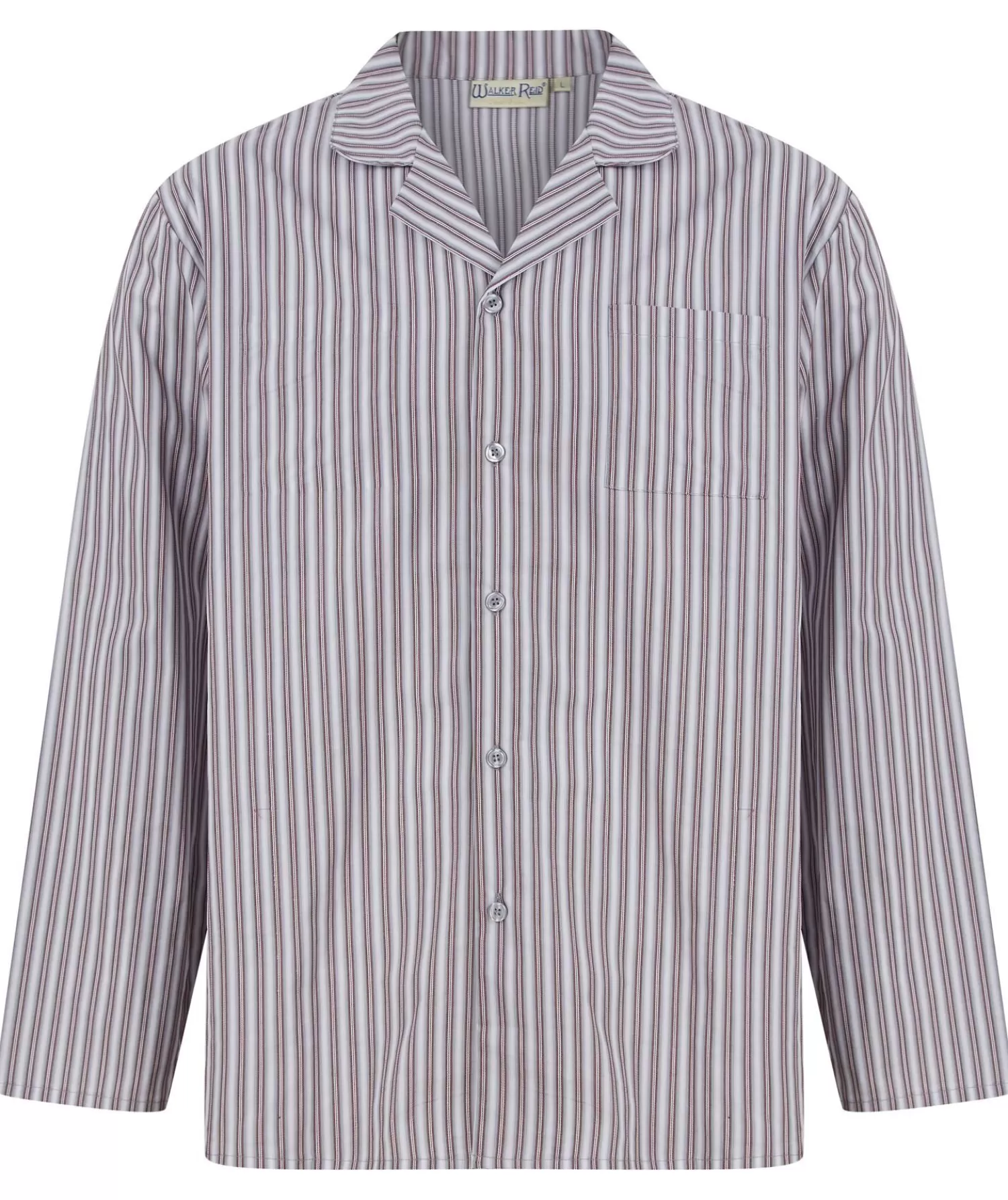 Men Walker Reid Woven Cotton Stripe Tailored Pyjamas - Grey