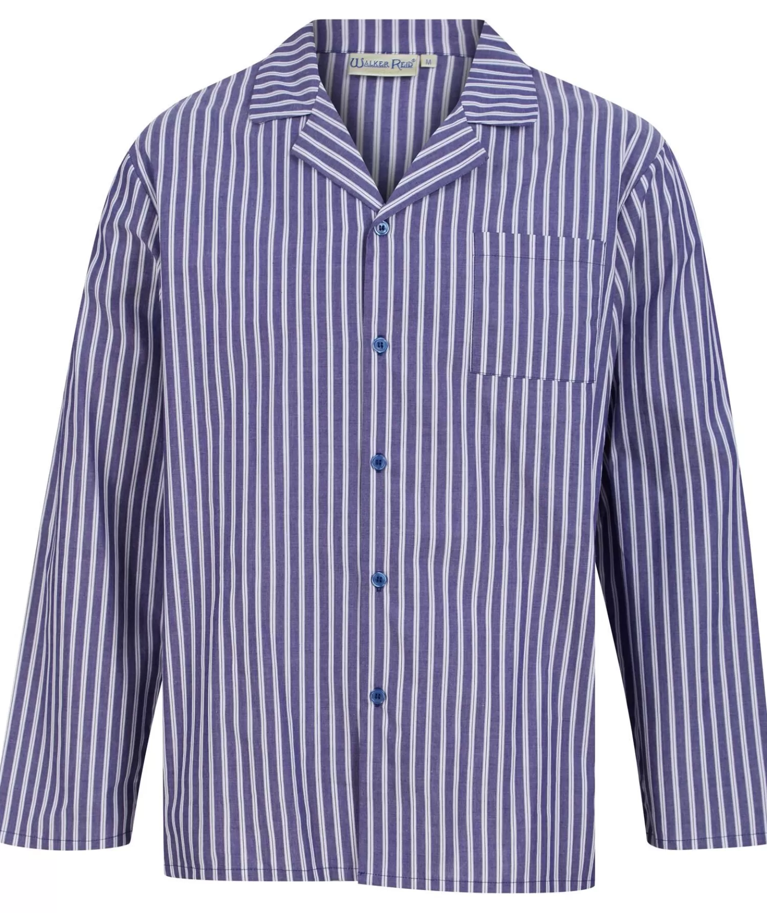 Men Walker Reid Woven Cotton Stripe Tailored Pyjamas - Navy