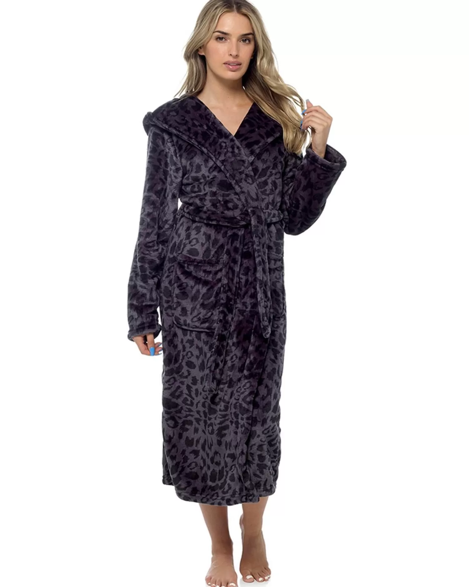 Wolf & Harte Dressing Gowns | Wolf & Harte Panther Print Dressing Gown - Black