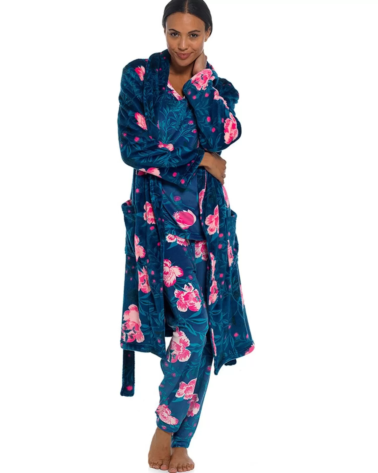 Wolf & Harte Pyjamas | Wolf & Harte Teal Floral Shimmer Fleece Pyjamas