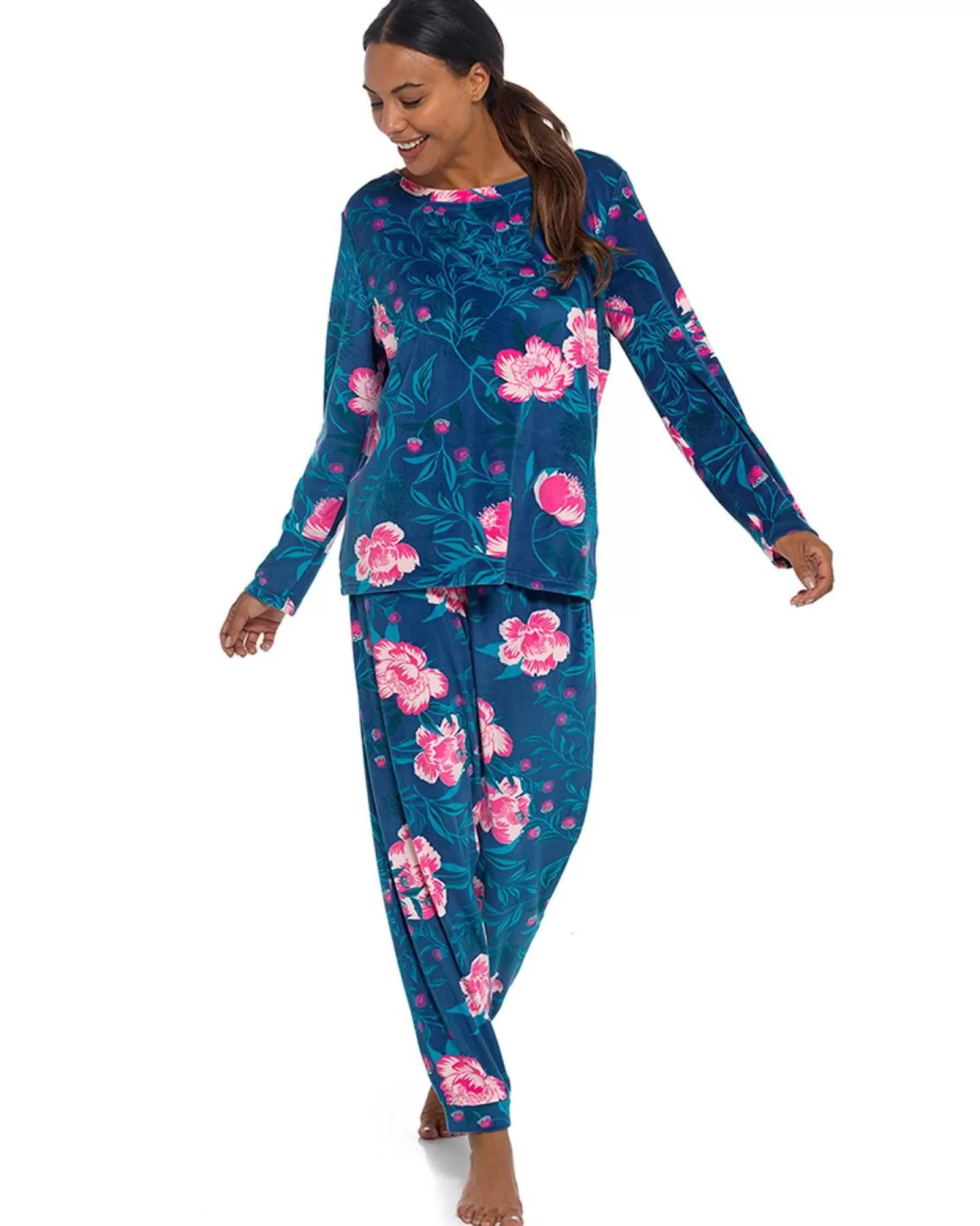 Wolf & Harte Pyjamas | Wolf & Harte Teal Floral Shimmer Fleece Pyjamas