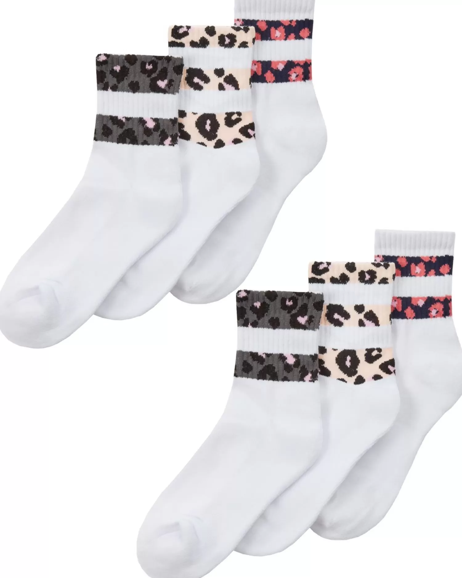 Street Essentials Socks | Womens 6 Pack Animal Print Stripe Sport Socks