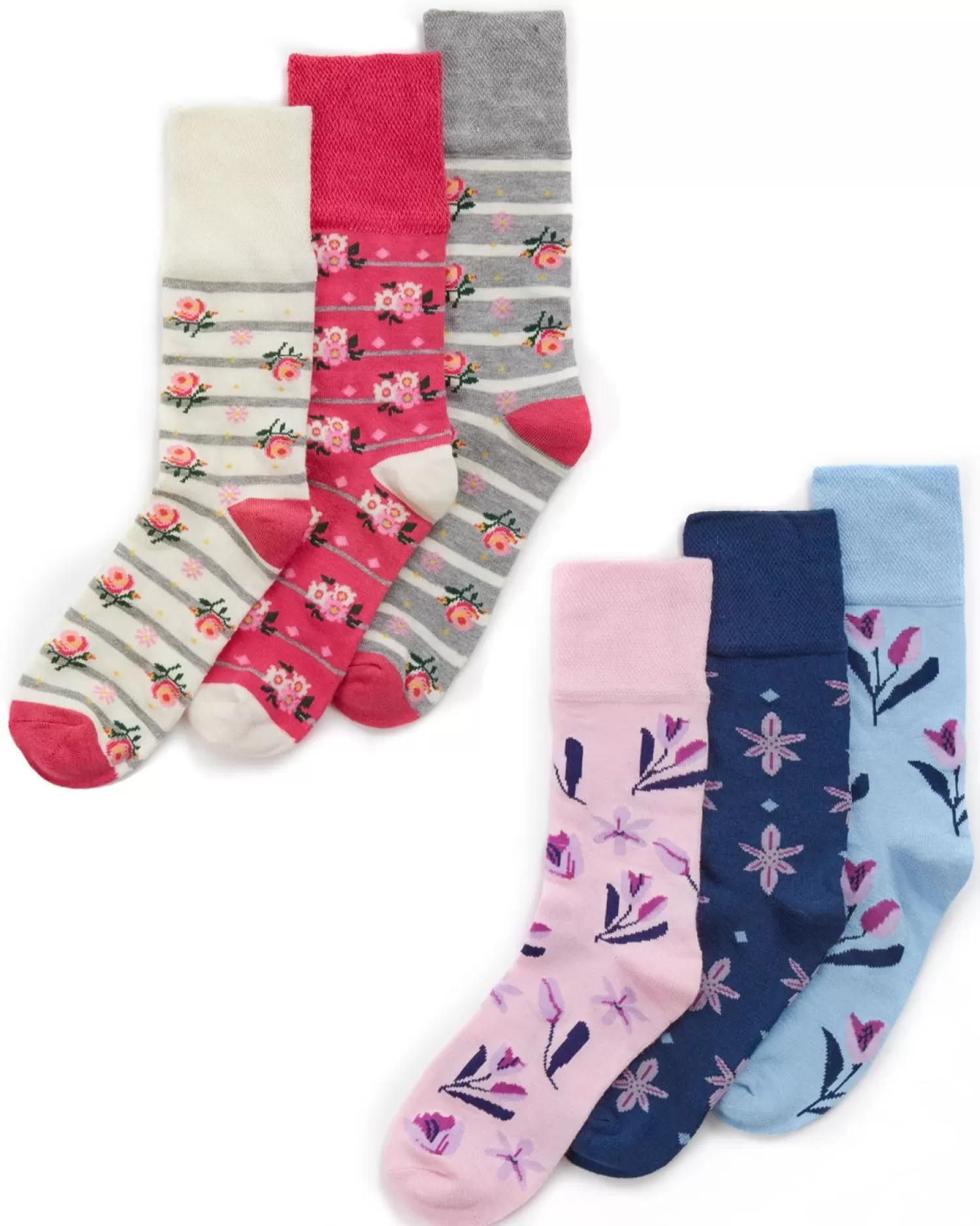 PandaStick Socks | Womens 6 Pack Comfort Fit Bamboo Socks - Floral